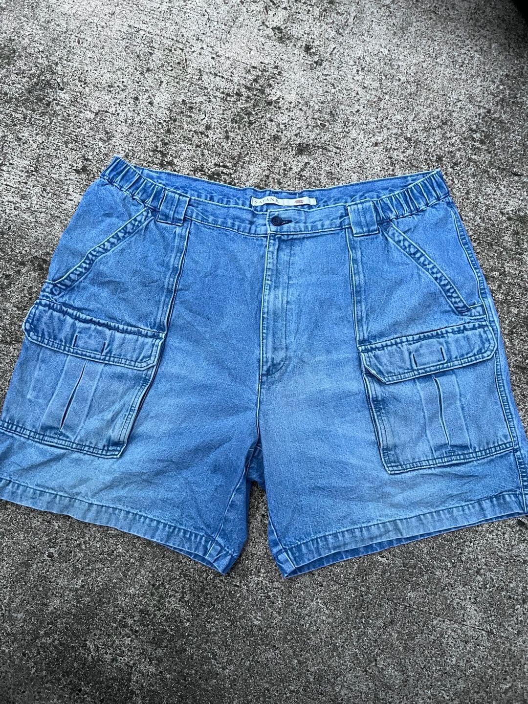 Z- Savane Cargo Jean Shorts Size W40 Blue Denim 2