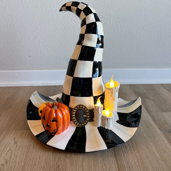 MacKenzie-Childs, Courtly Striped Illuminated Witches Hat, Halloween Decor