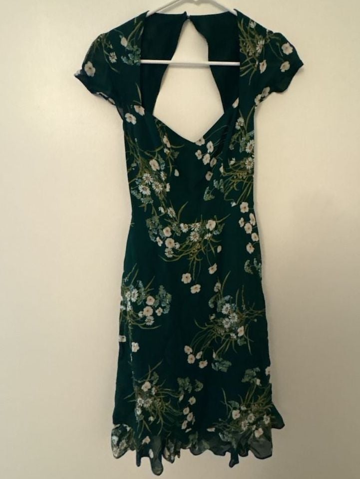 NWT Reformation Rosi Dress Size 0 Green Buena Floral Print Sweetheart NEW 3