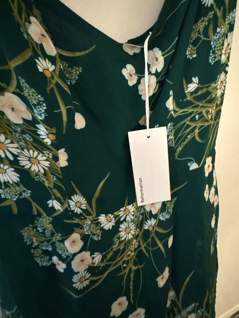 NWT Reformation Rosi Dress Size 0 Green Buena Floral Print Sweetheart NEW 5
