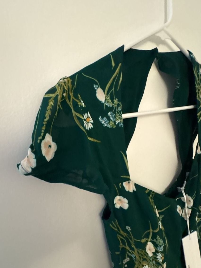 NWT Reformation Rosi Dress Size 0 Green Buena Floral Print Sweetheart NEW 8