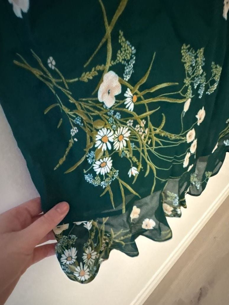 NWT Reformation Rosi Dress Size 0 Green Buena Floral Print Sweetheart NEW 7