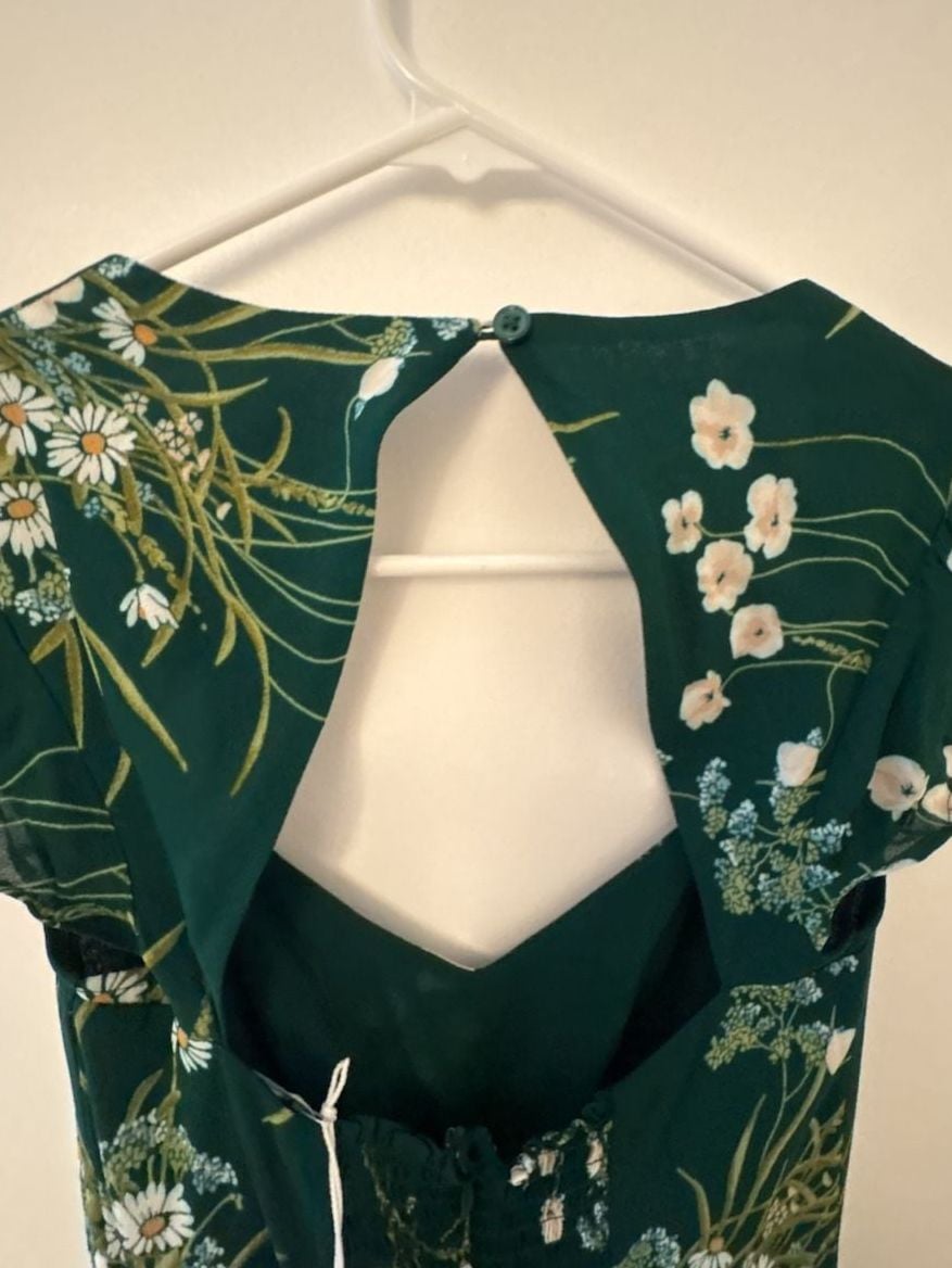 NWT Reformation Rosi Dress Size 0 Green Buena Floral Print Sweetheart NEW 10