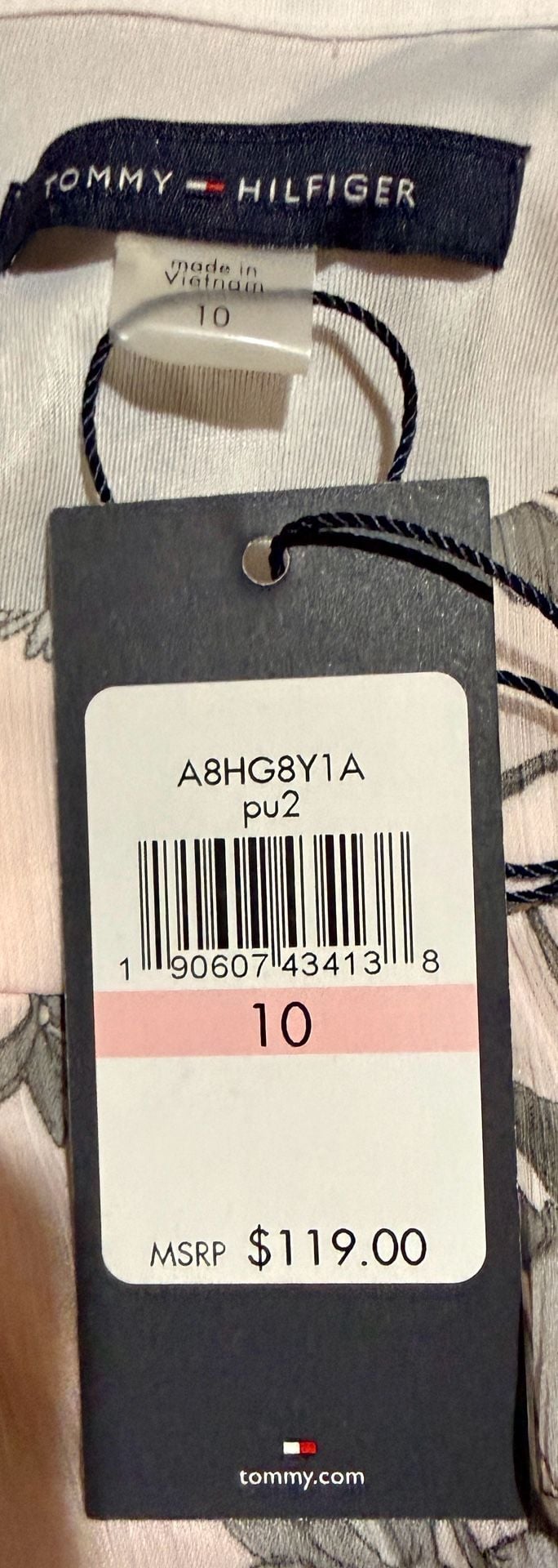 Tommy Hilfiger Floral Chiffon Midi Dress Size 10 NWT Belted Pink Gray $119 9