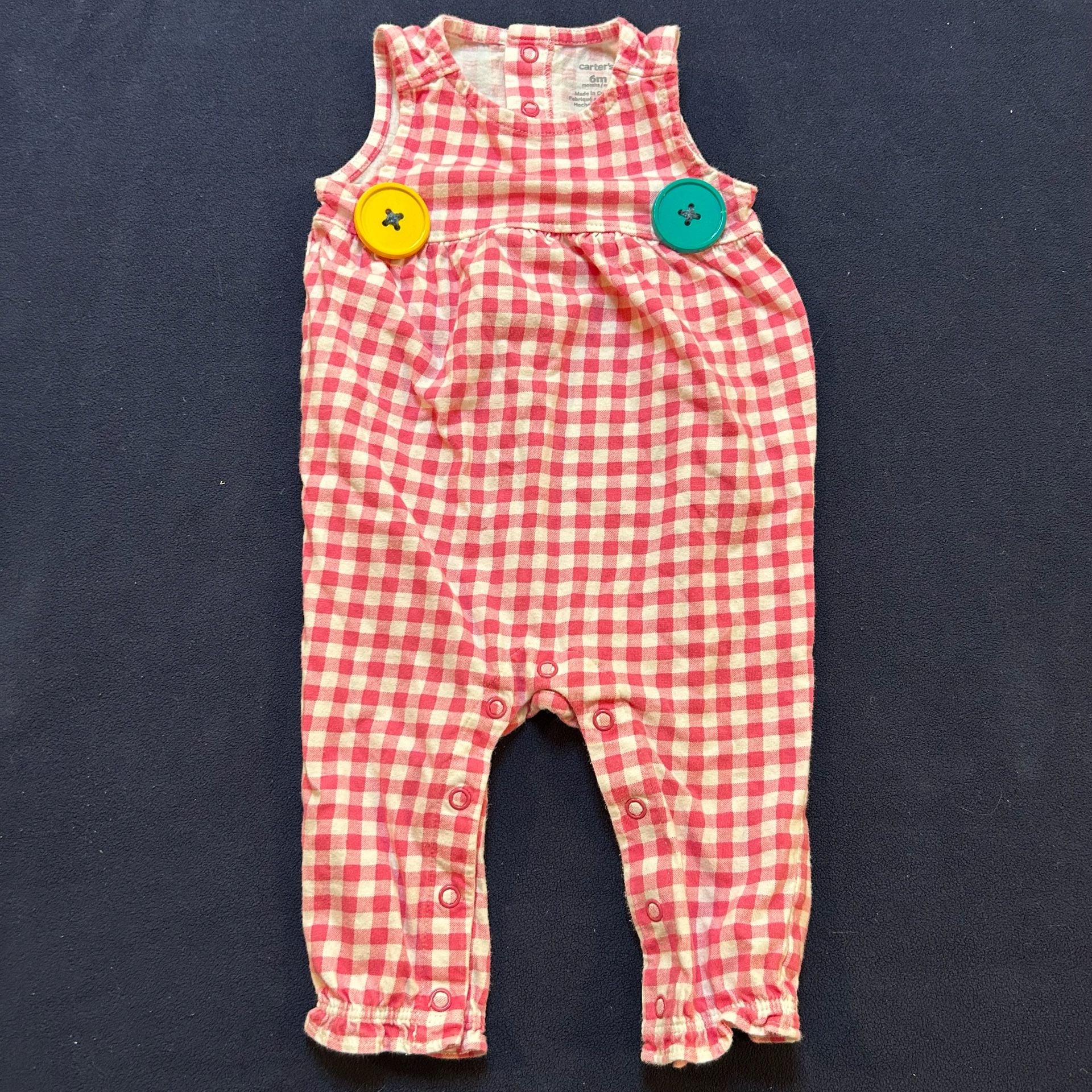 Carter's Gingham Romper Size 6M Red White 2