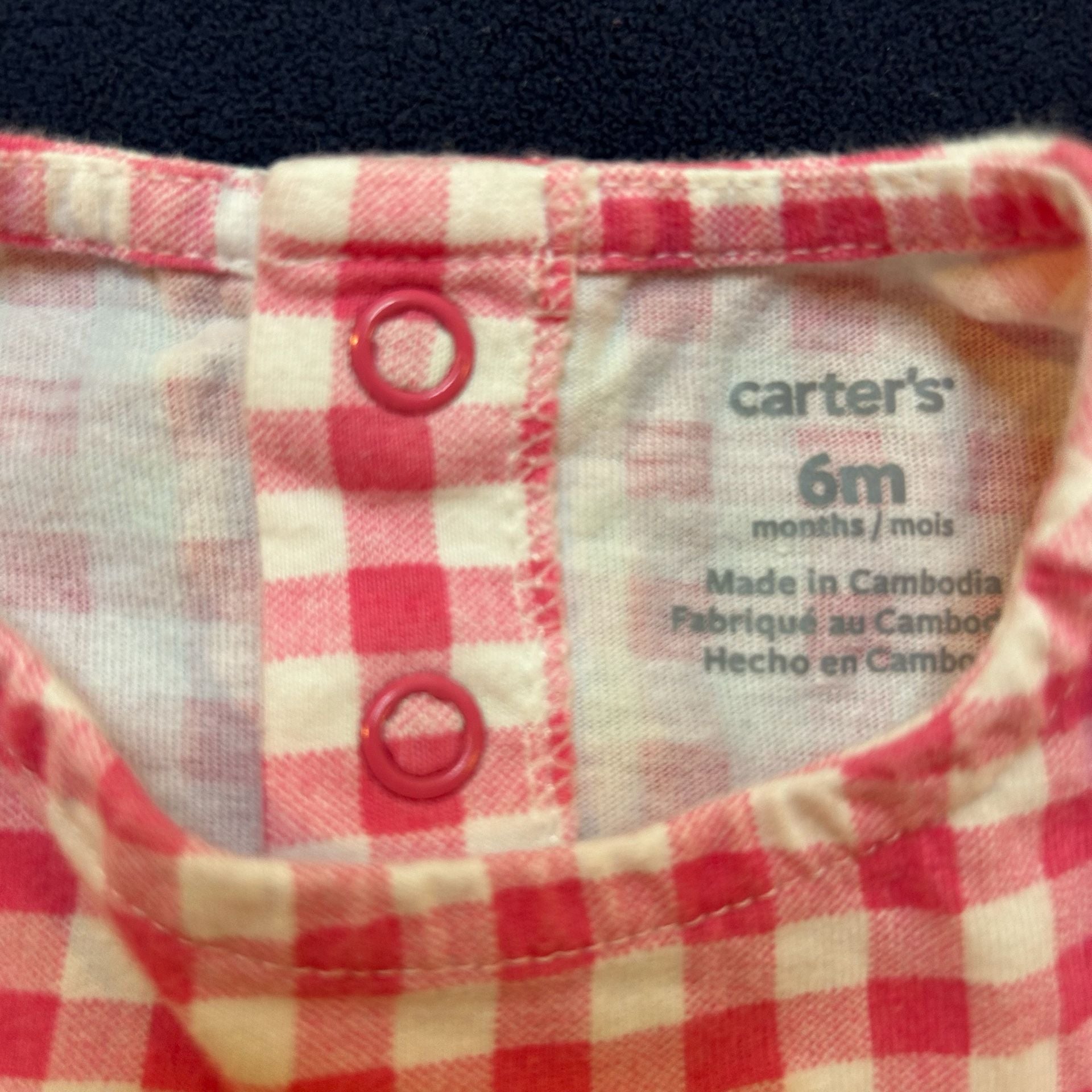 Carter's Gingham Romper Size 6M Red White 3