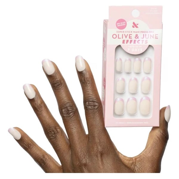 Olive & June Effects Super Stick Mani Press-Ons Round Short Glazed French