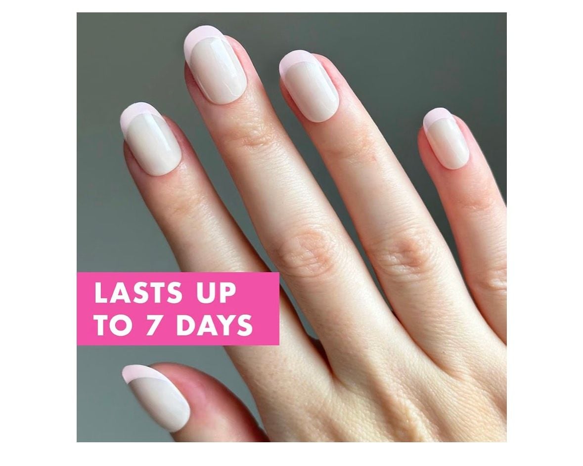 Olive & June Effects Super Stick Mani Press-Ons Round Short Glazed French 3