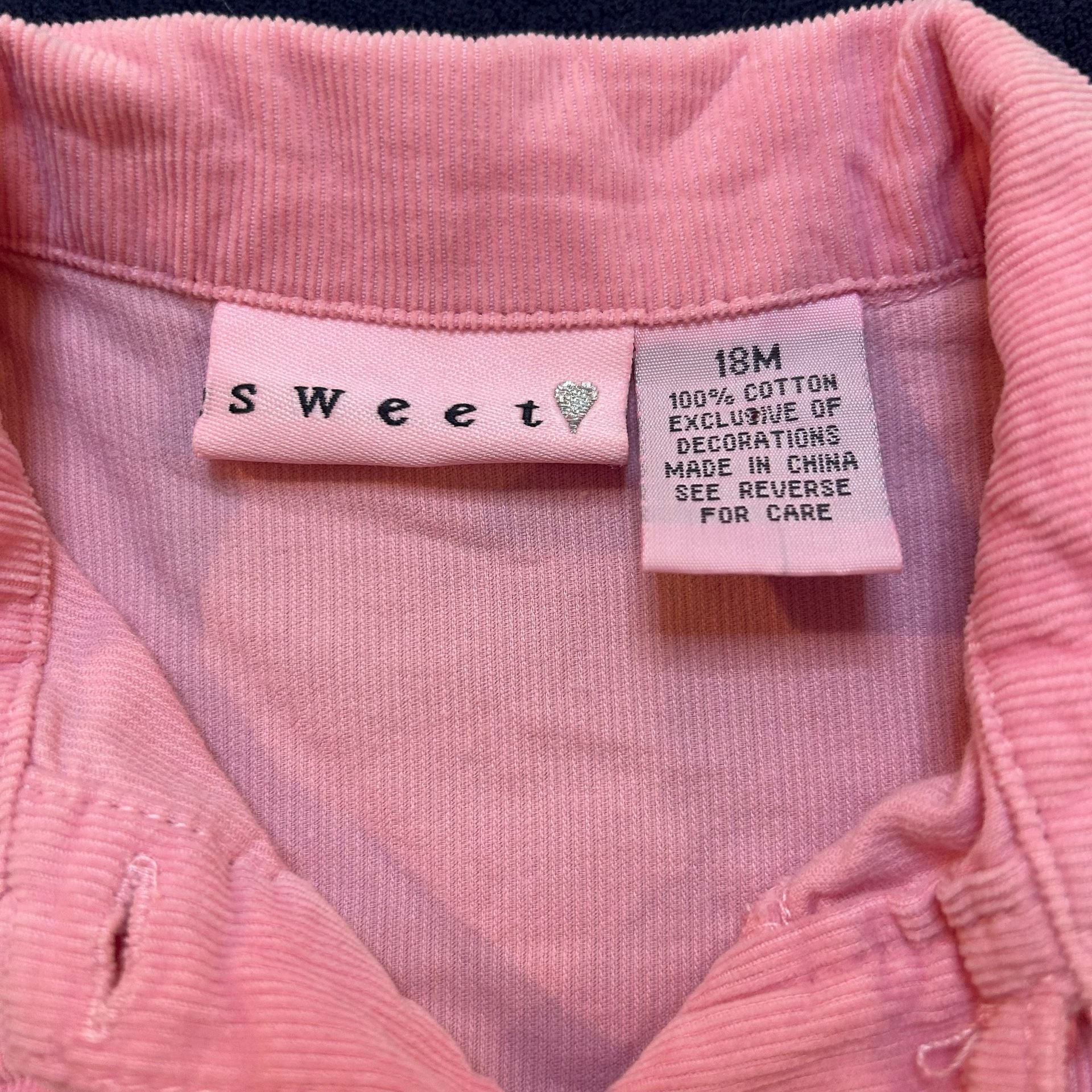 Sweet Kids Corduroy Dress Size 18M Pink Butterfly Long Sleeve Layered 3