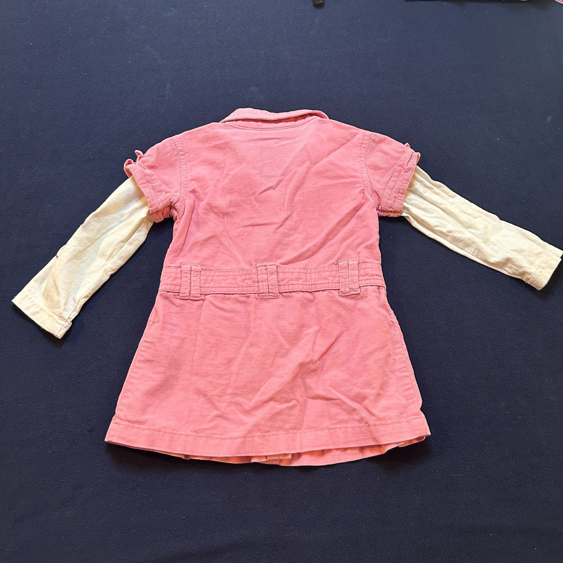 Sweet Kids Corduroy Dress Size 18M Pink Butterfly Long Sleeve Layered 5