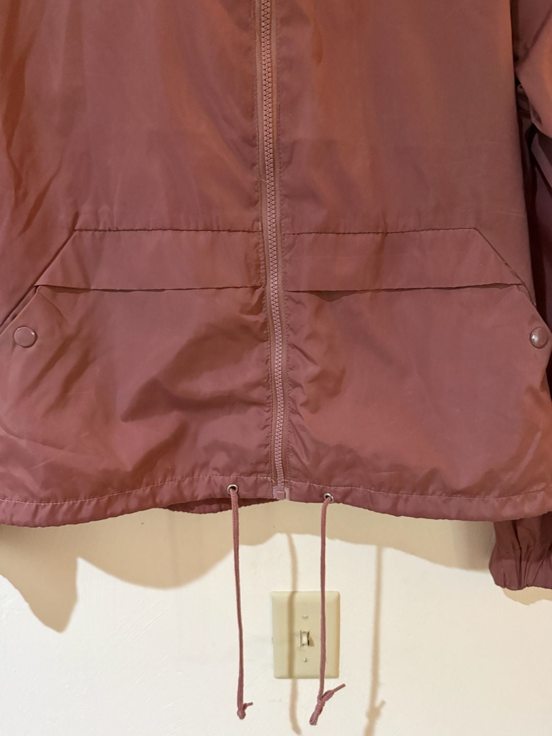 CI SONO Womens Large Dark Mauve Hooded Windbreaker Jacket Lightweight Cinch 4