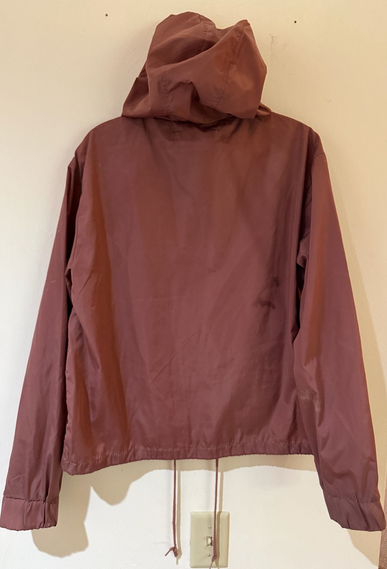 CI SONO Womens Large Dark Mauve Hooded Windbreaker Jacket Lightweight Cinch 5