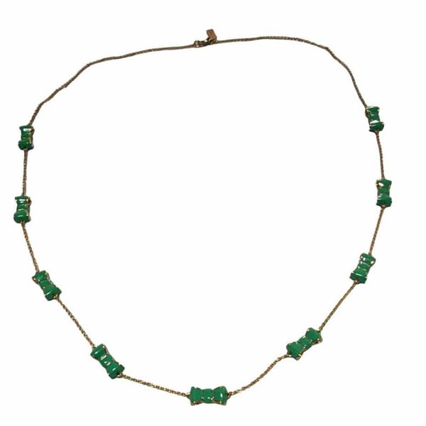 Kate Spade Take A Bow Green Enamel Station Necklace, preppy, work core