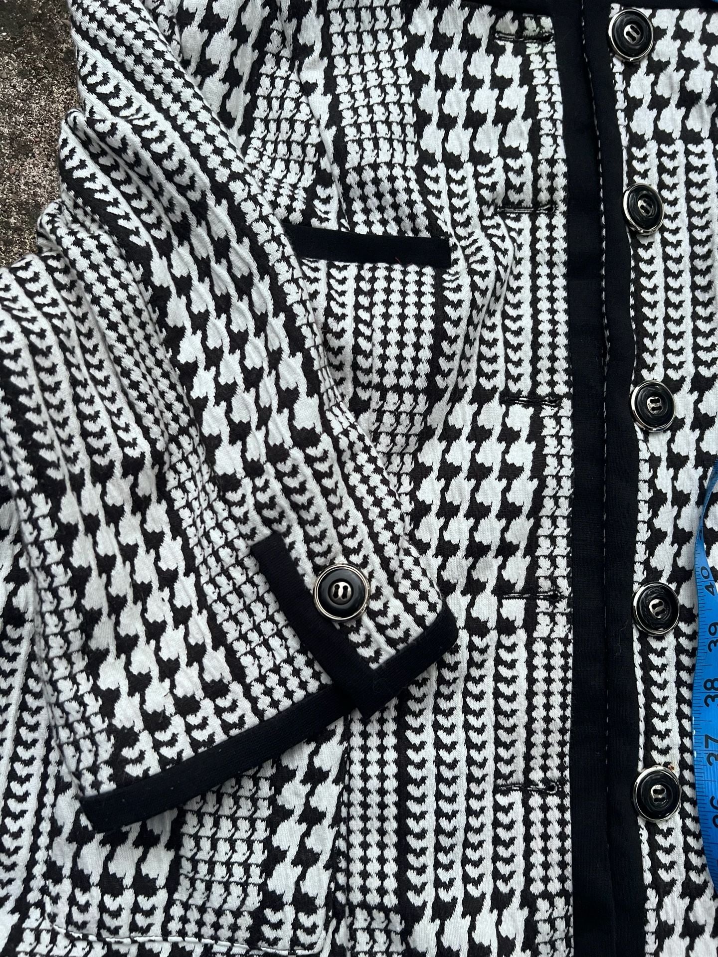 A- Lane Bryant Houndstooth Jacket Size 14/16 Black White Cotton Blend 6