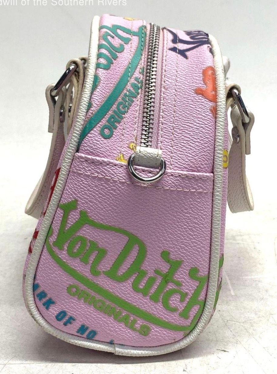 Authentic Vintage Von Dutch Pink Jax Mini Bowling Bag Multi-Logo Y2K Era Purse 4