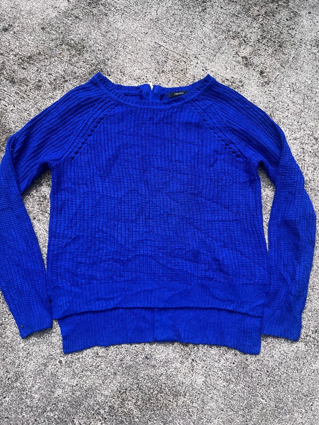 A- Forever 21 Knit Sweater Royal Blue Long Sleeve 2