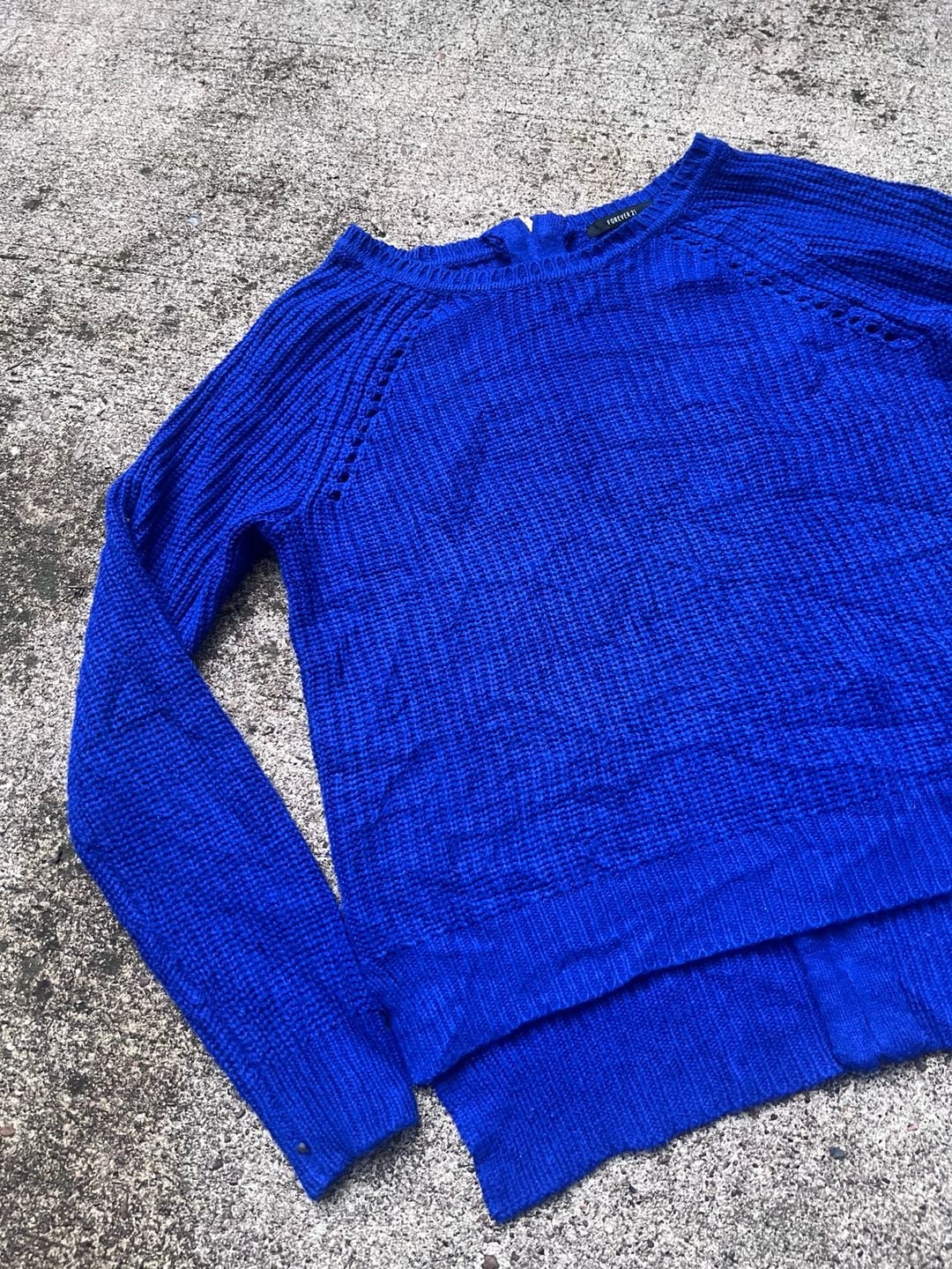 A- Forever 21 Knit Sweater Royal Blue Long Sleeve 3