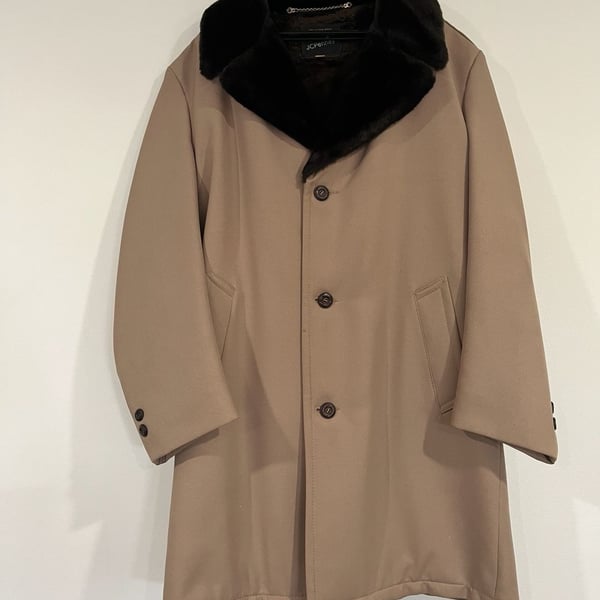 JCPenney Overcoat Size 44 Long Tan Faux Fur Collar