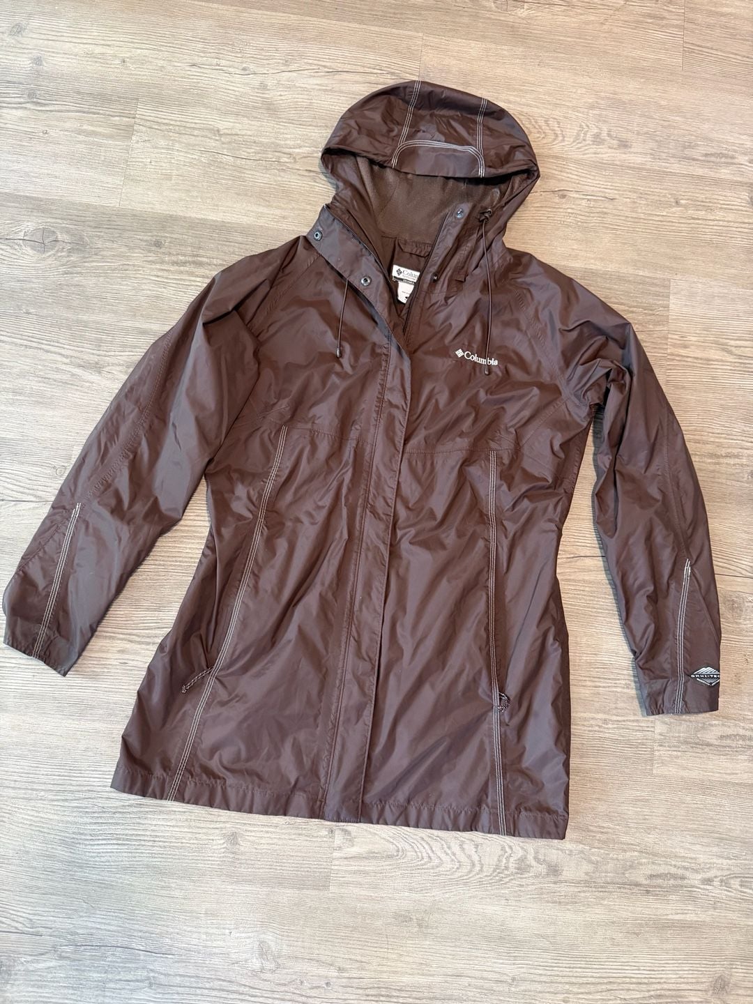 Columbia Rain Jacket Size L Brown Omni-Tech Waterproof Hooded 2