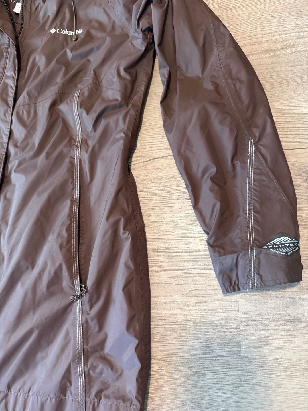Columbia Rain Jacket Size L Brown Omni-Tech Waterproof Hooded 3