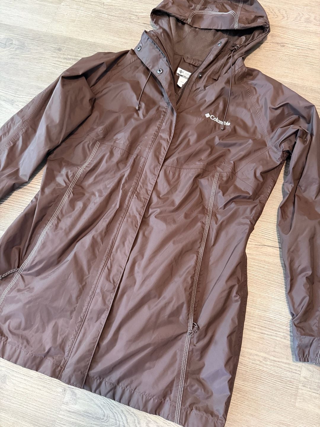 Columbia Rain Jacket Size L Brown Omni-Tech Waterproof Hooded 4