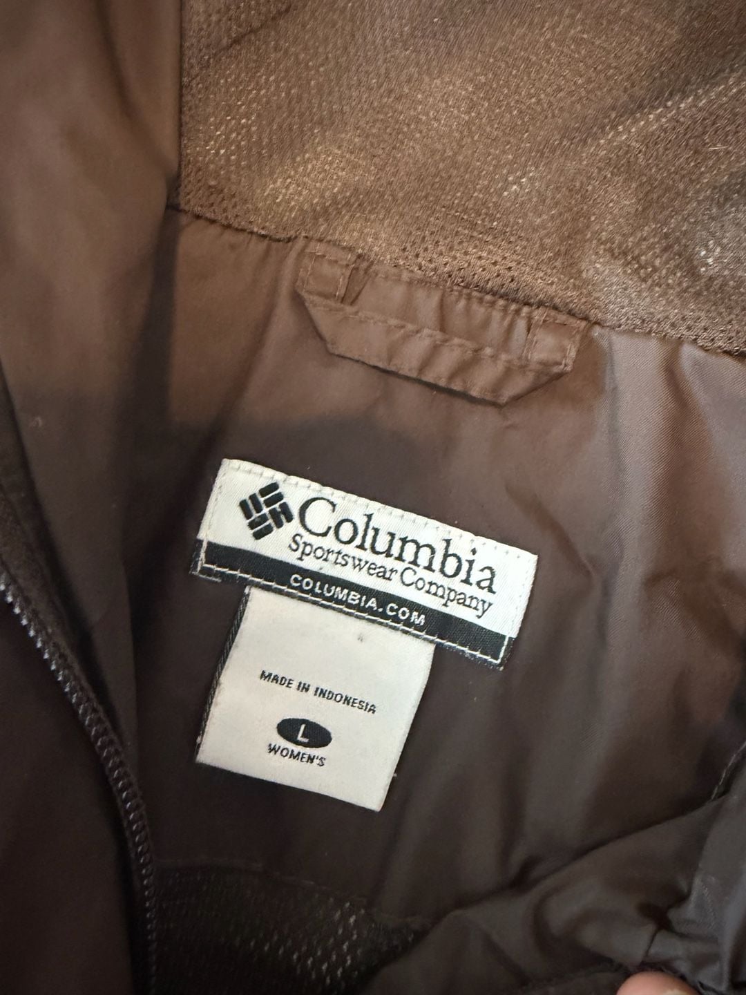 Columbia Rain Jacket Size L Brown Omni-Tech Waterproof Hooded 7