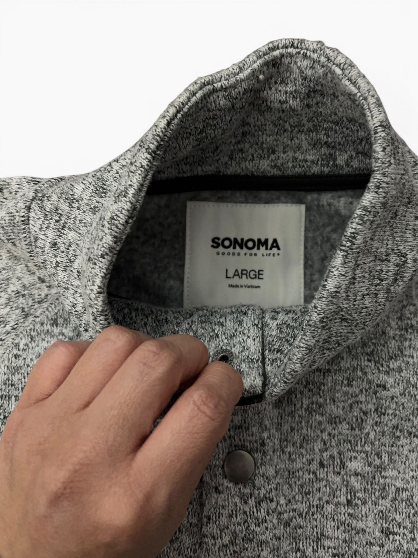 Sonoma Goods For Life Fleece Pullover Size Large Gray Mock Neck Snap 5