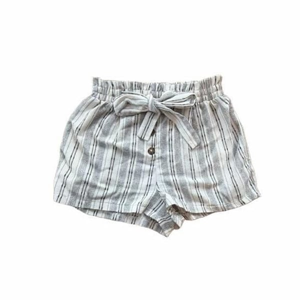 Striped White Black Paperbag Shorts