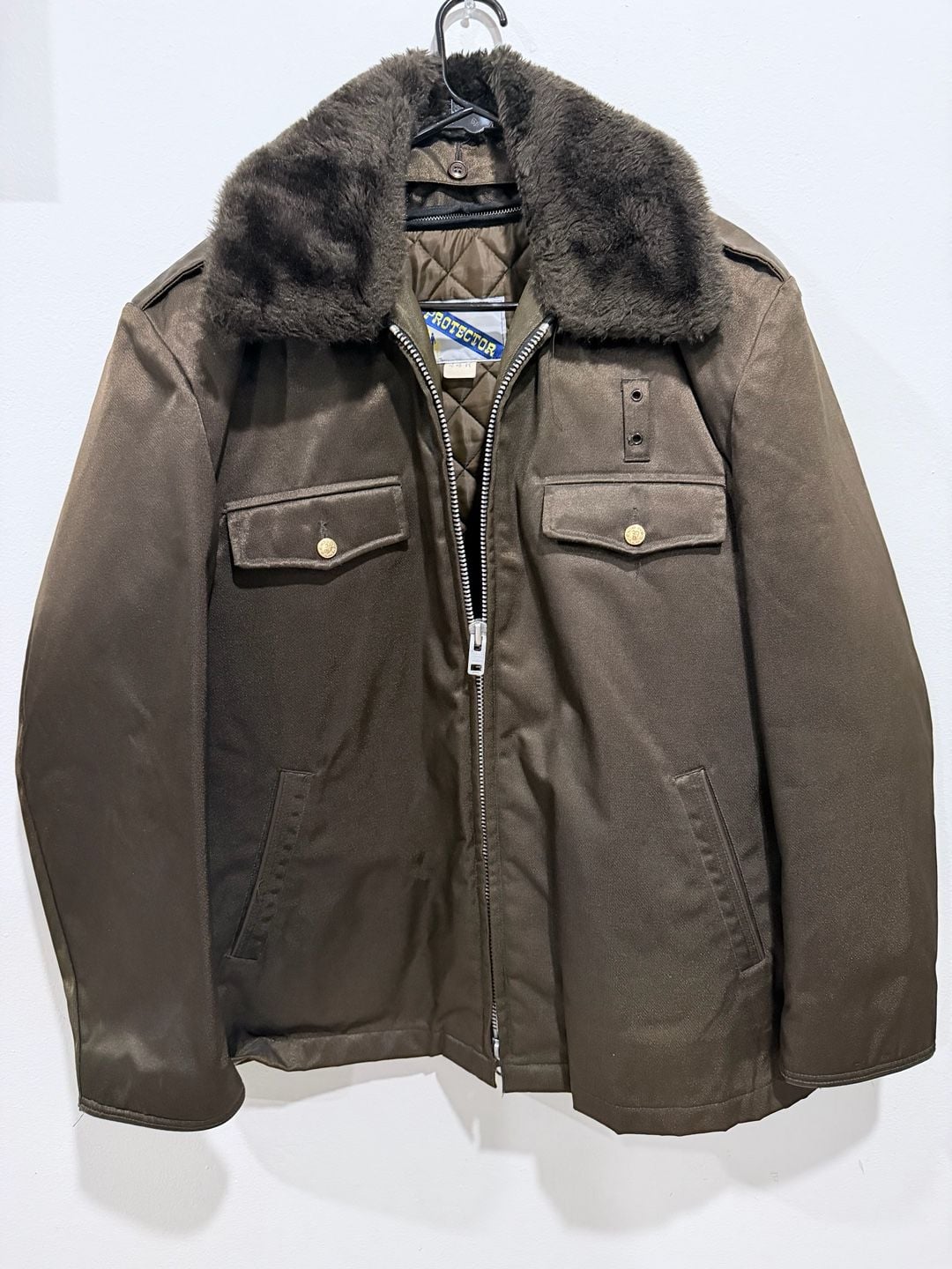 Protector Jacket Size 44R Brown Uniform Bomber Fur Collar 2