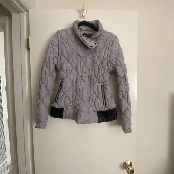 Marc New York Performance Quilted Jacket Size S Grey Puffer Asymmetric