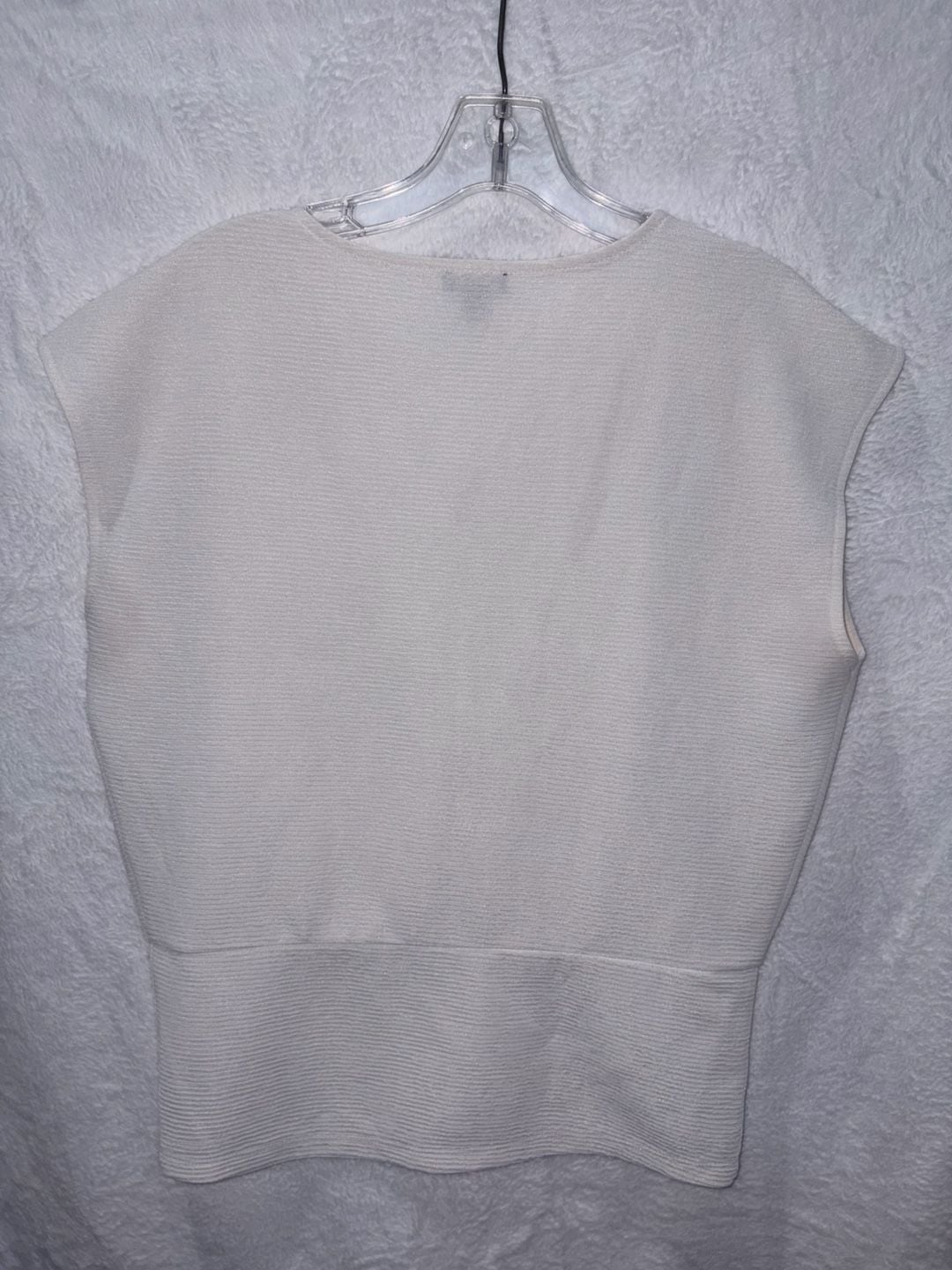 Ann Taylor Factory V-Neck Top Size S White Ribbed Sleeveless Blouse 5