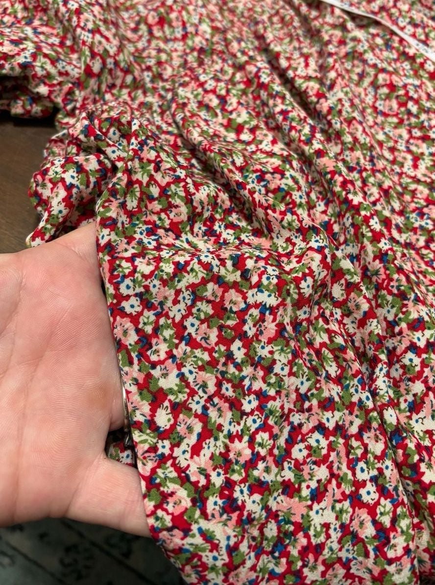 Natural Life Stella Mini Babydoll Dress with Pockets Size L Red Floral 10