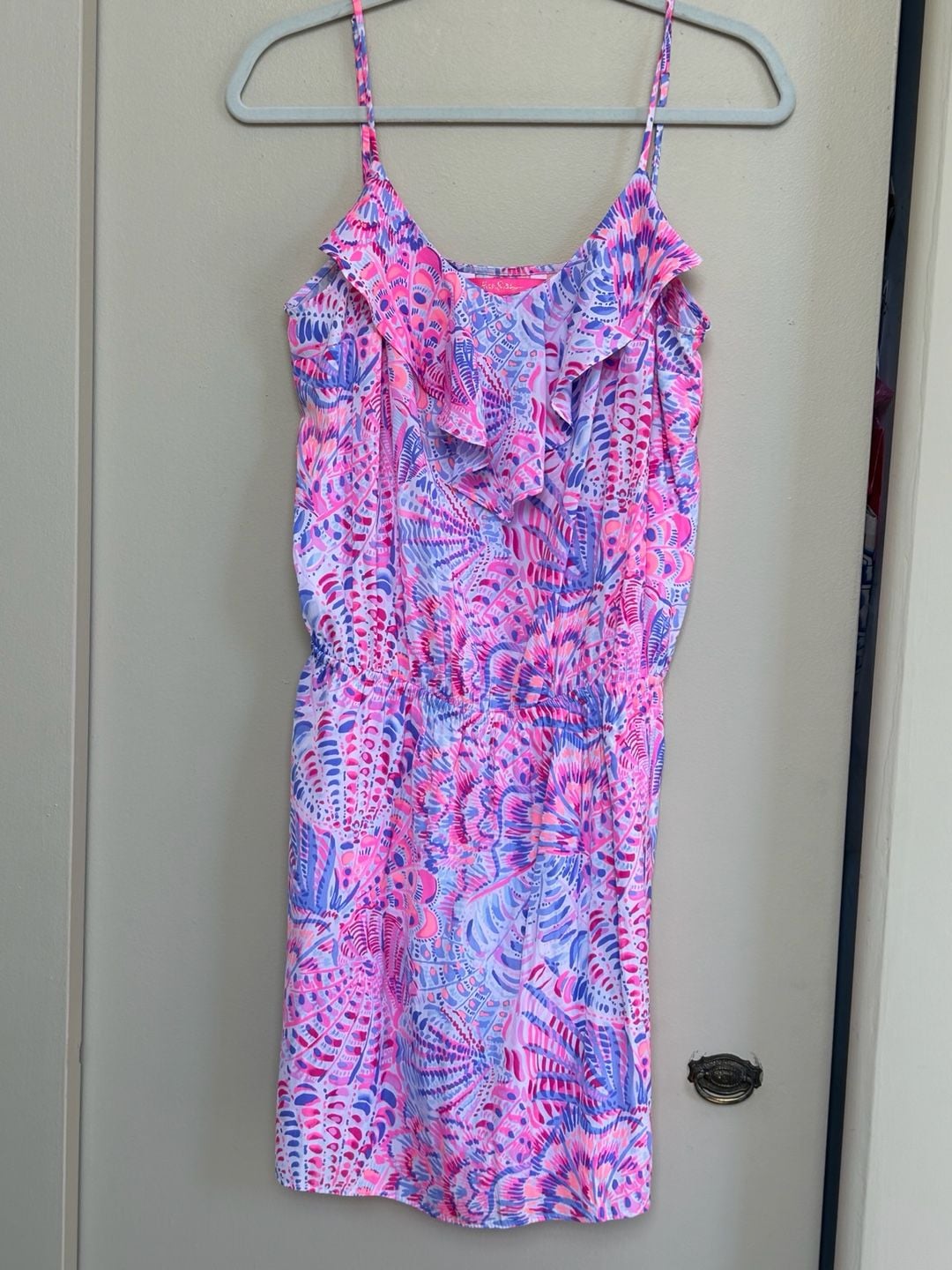 Lilly Pulitzer Zana Romper Size M Raz Berry Sea You Soon Ruffle Skort 2