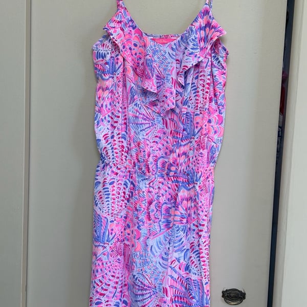 Lilly Pulitzer Zana Romper Size M Raz Berry Sea You Soon Ruffle Skort