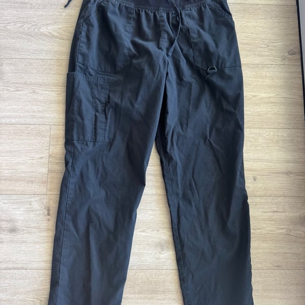 Dickies DK125 Scrub Pants Size L Black Cargo Drawstring