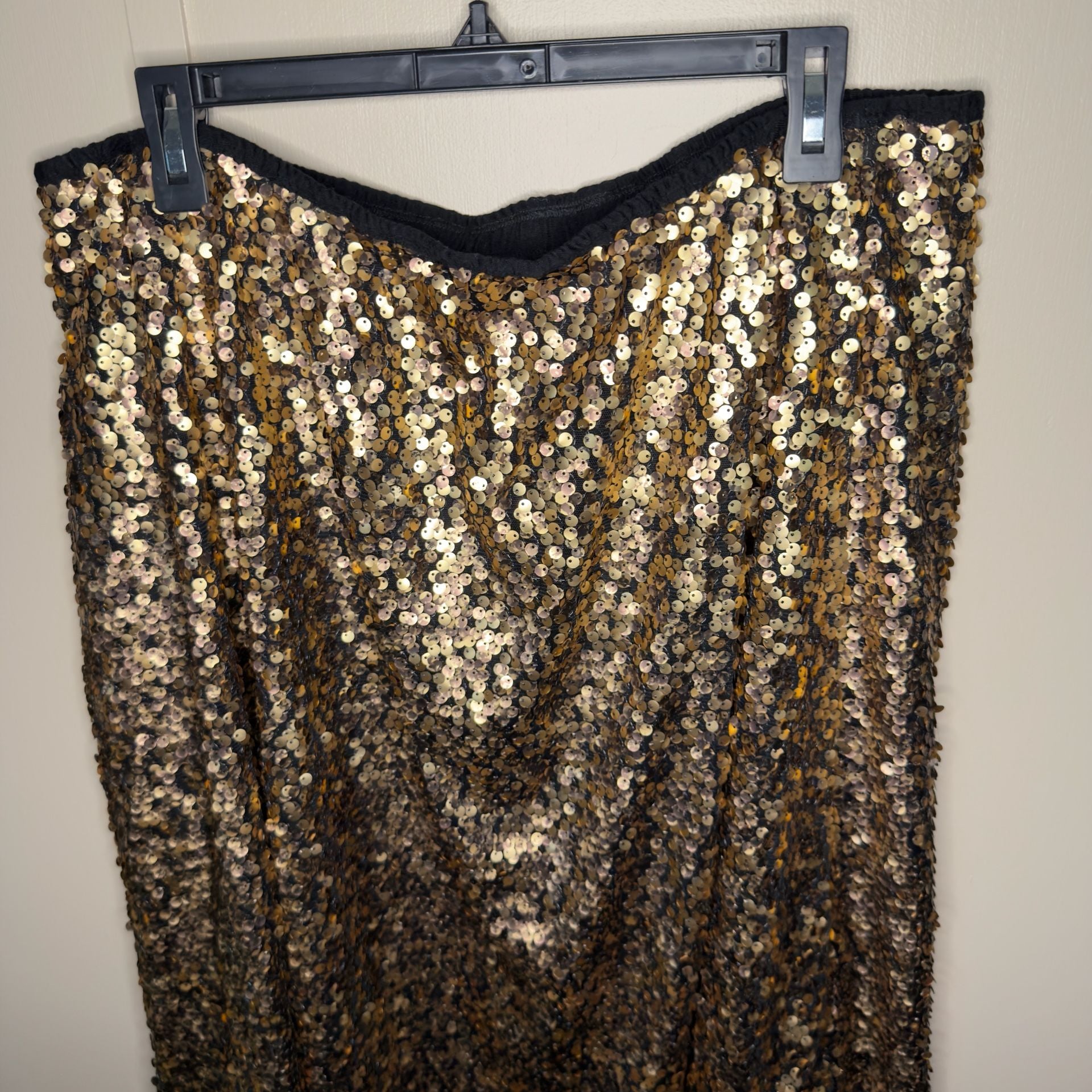 Ava & Viv Sequin Skirt Size 1X Gold Black Party Midi 3