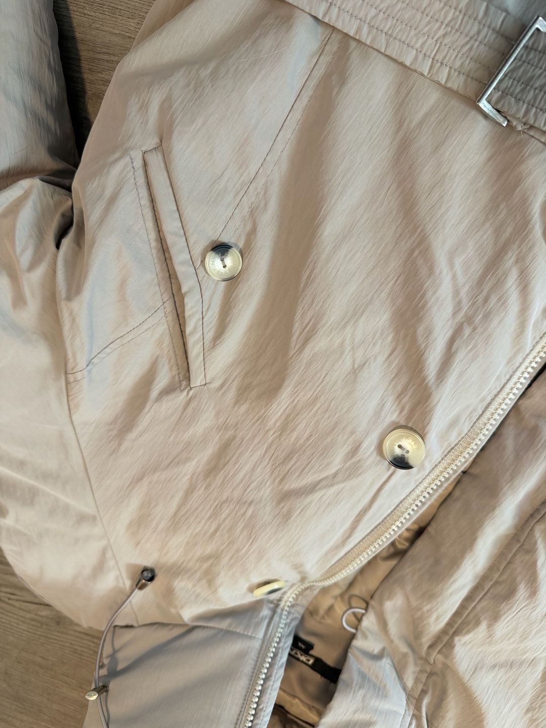 DKNY Lidia Puffer Jacket Size XL Champagne Belted Hooded Coat 4