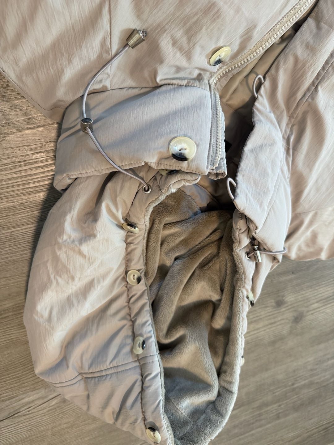 DKNY Lidia Puffer Jacket Size XL Champagne Belted Hooded Coat 5