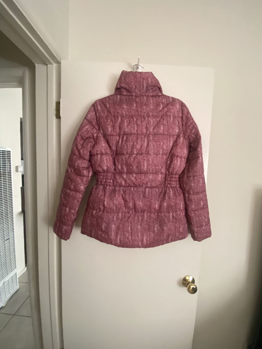 Simply Styled Puffer Jacket Size M Pink Herringbone Quilted Coat 4