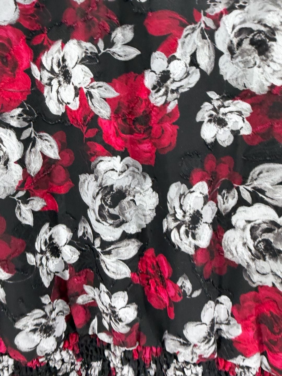 Torrid Floral Chiffon Peplum Blouse Size 2 Black Red Rose Goth Romantic 9
