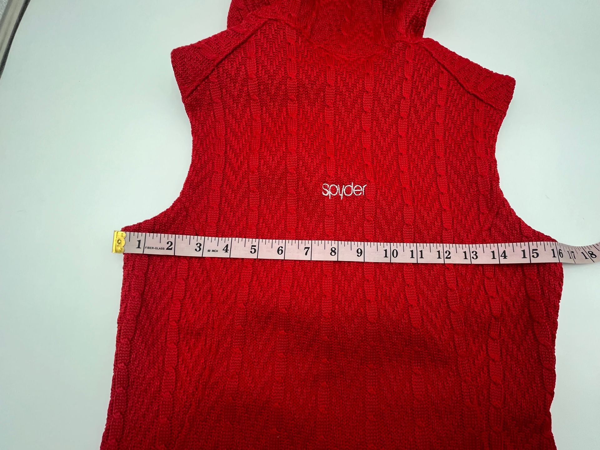 Spyder Core Sweater Hooded Vest Size S Red Cable Knit Full Zip ski apres 6