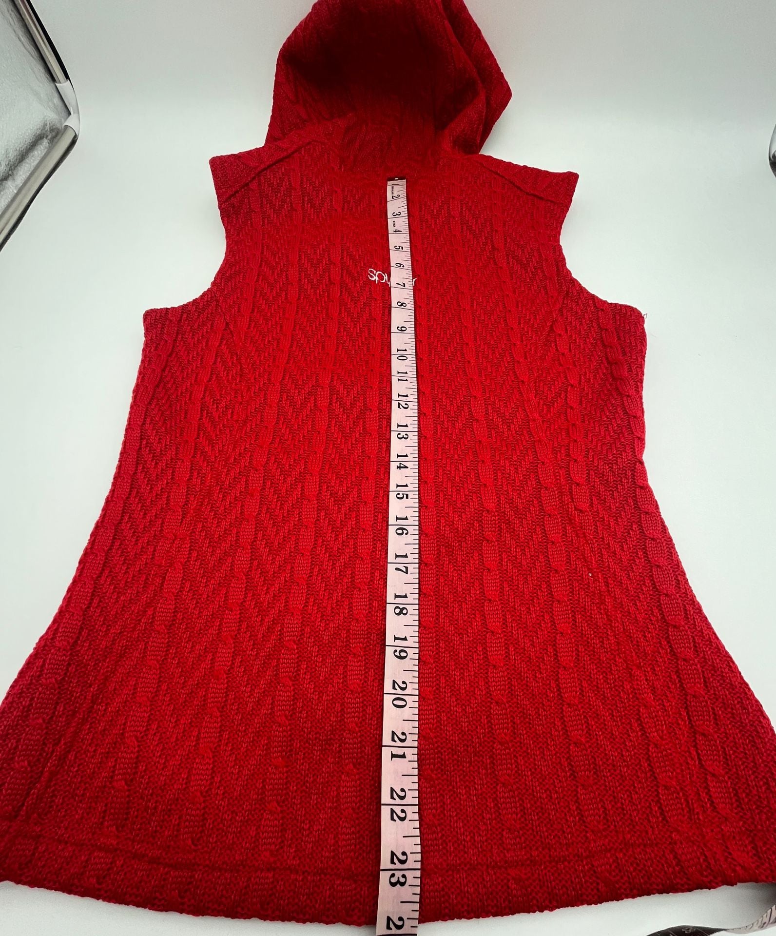 Spyder Core Sweater Hooded Vest Size S Red Cable Knit Full Zip ski apres 7
