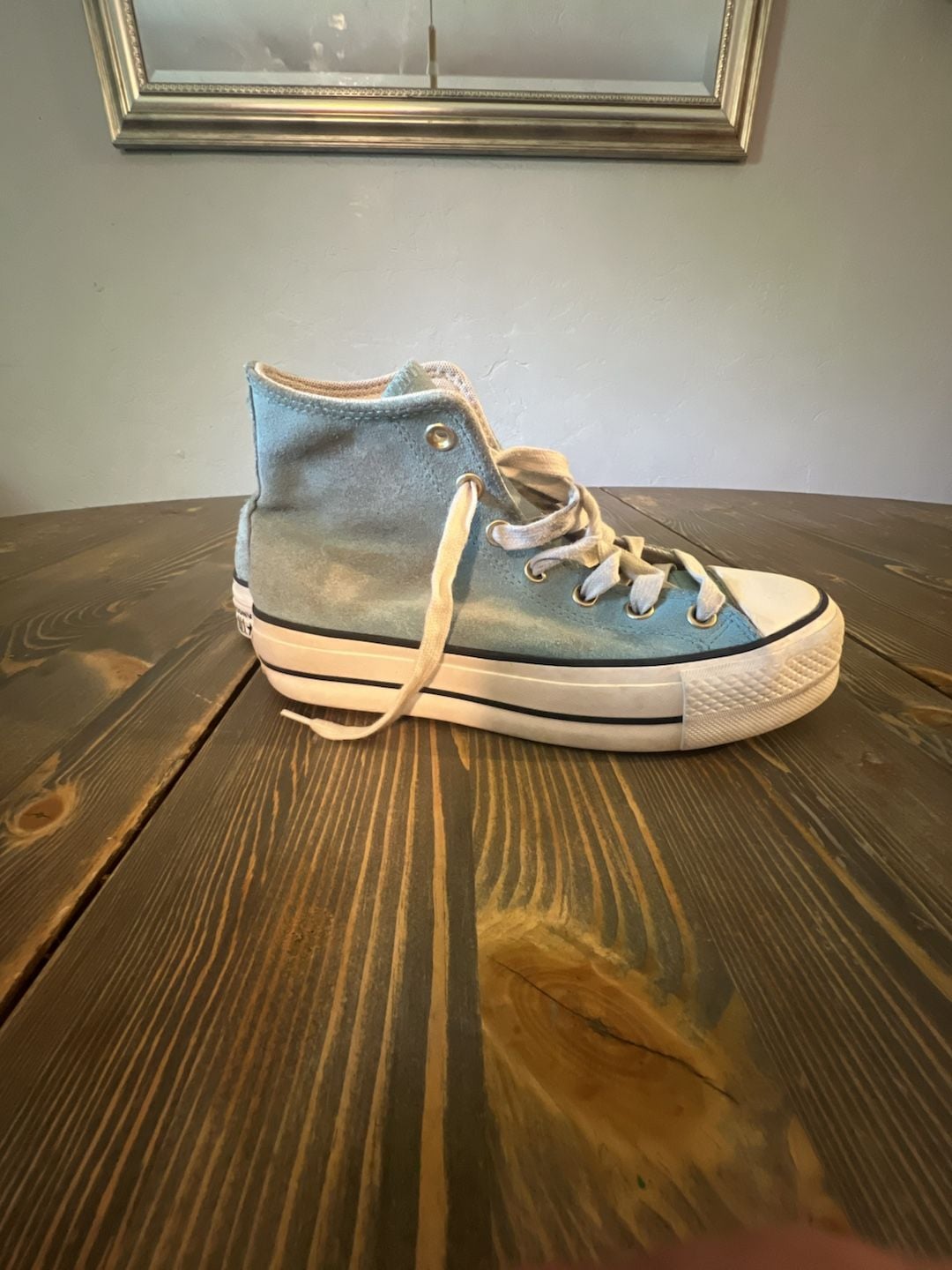 Converse Chuck Taylor All Star Lift High Top Size 7.5 Light Blue Suede 7