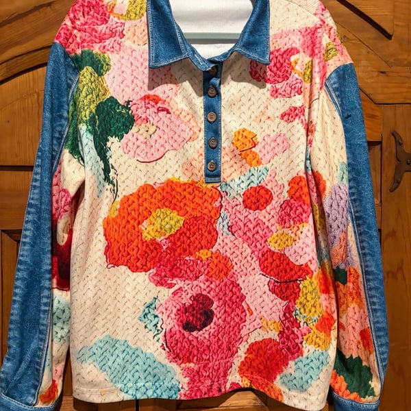 Floral Waveknit Jacquard Boho Top Bubble Gum
CozyChic Grandmacore Boho Chic