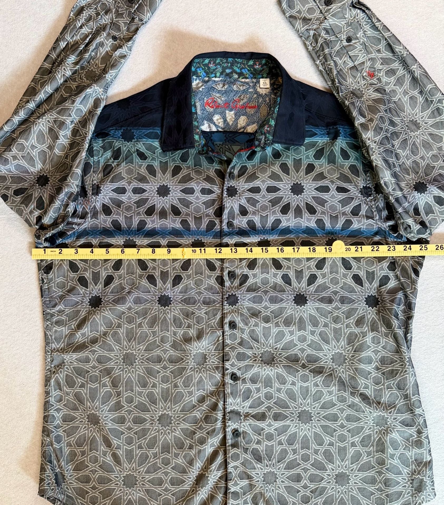 Robert Graham Men’s XL Geometric Jacquard Long Sleeve Button Up Shirt Gray 4