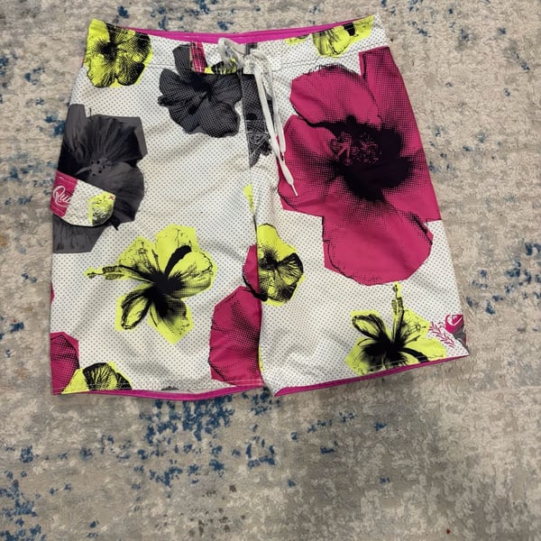 Vintage Baggy Quiksilver Board Shorts Size 36 Floral Swim Trunks L101613P
