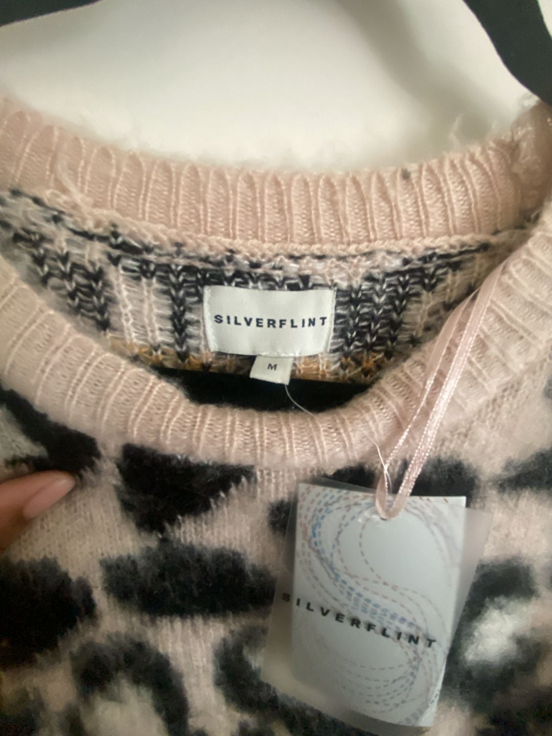 Silverflint Leopard Sweater Size M Pink Fuzzy Animal Print Pullover 3