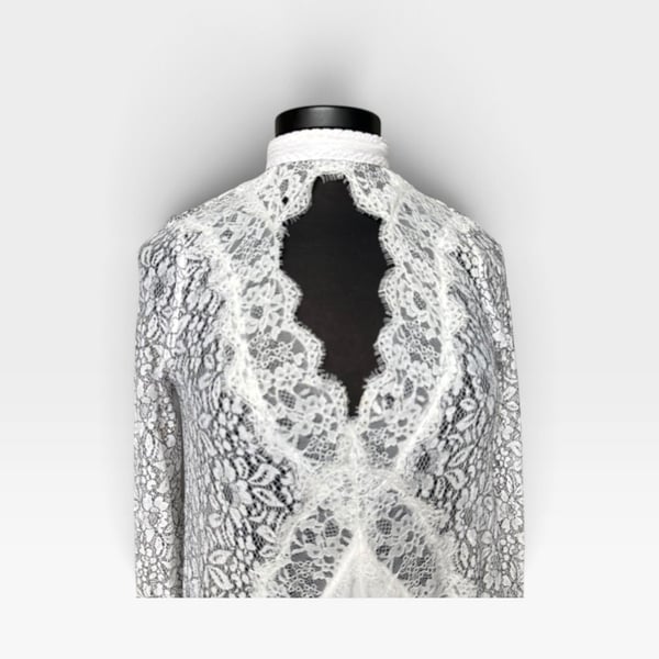 Free People Tell Tale Tunic Dress Size XS White Lace boho Long Sleeve