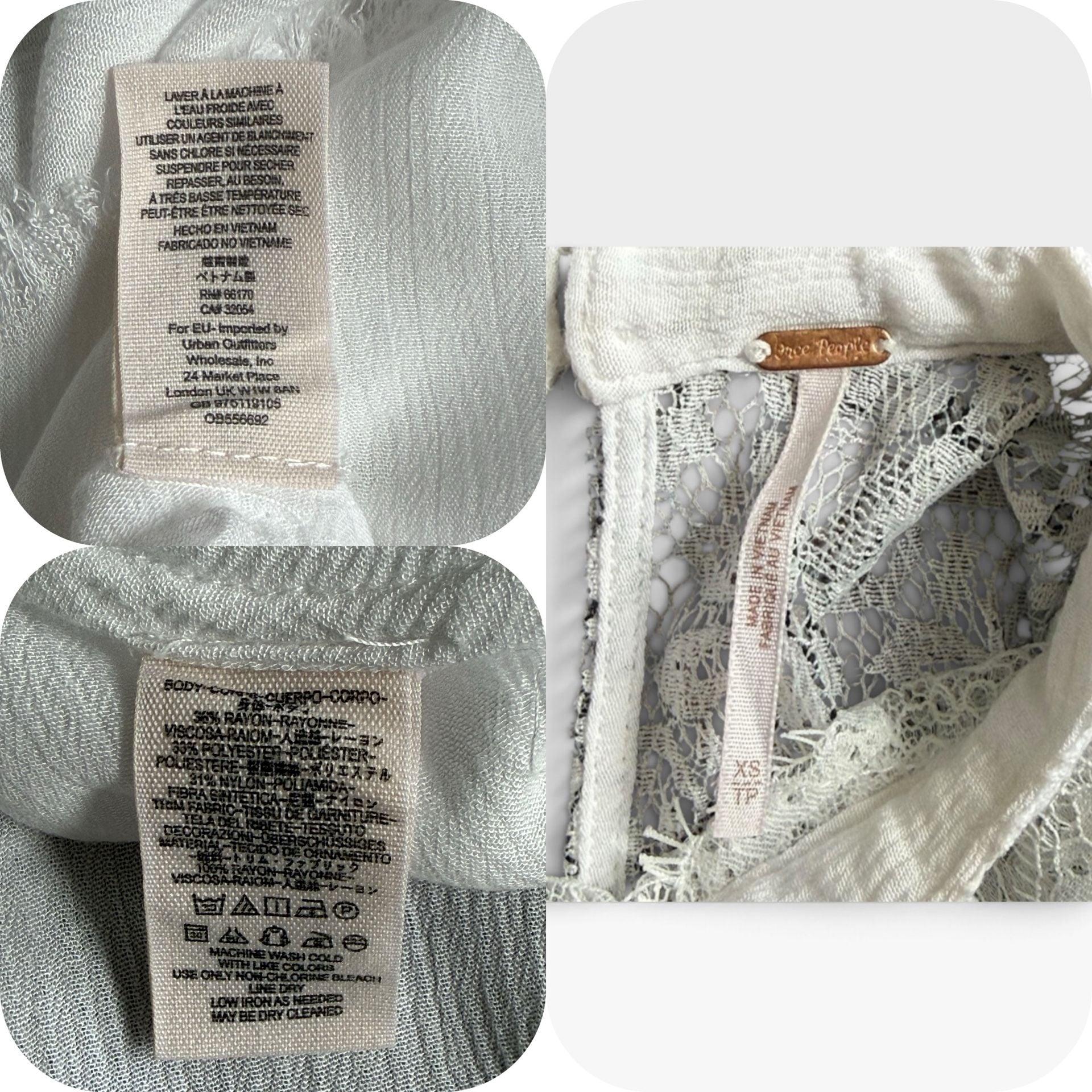 Free People Tell Tale Tunic Dress Size XS White Lace boho Long Sleeve 4