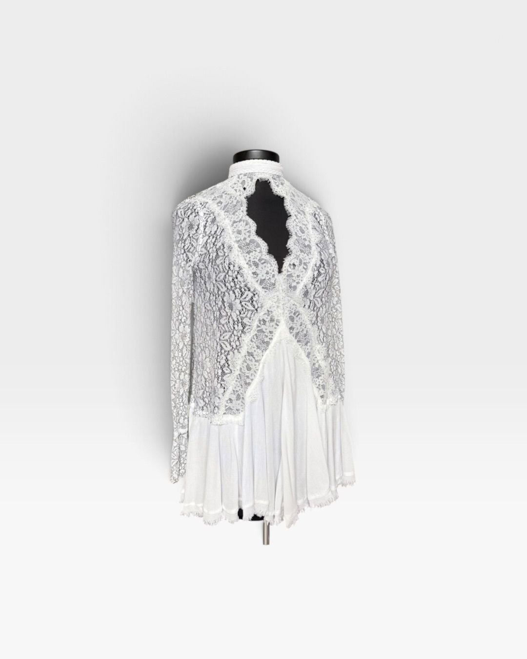 Free People Tell Tale Tunic Dress Size XS White Lace boho Long Sleeve 5